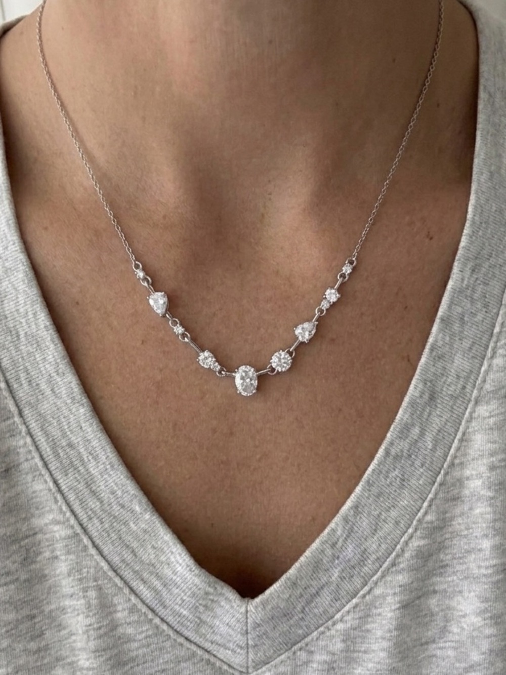 Nadri Sterling Silver Cubic Zirconia (CZ) Station Necklace